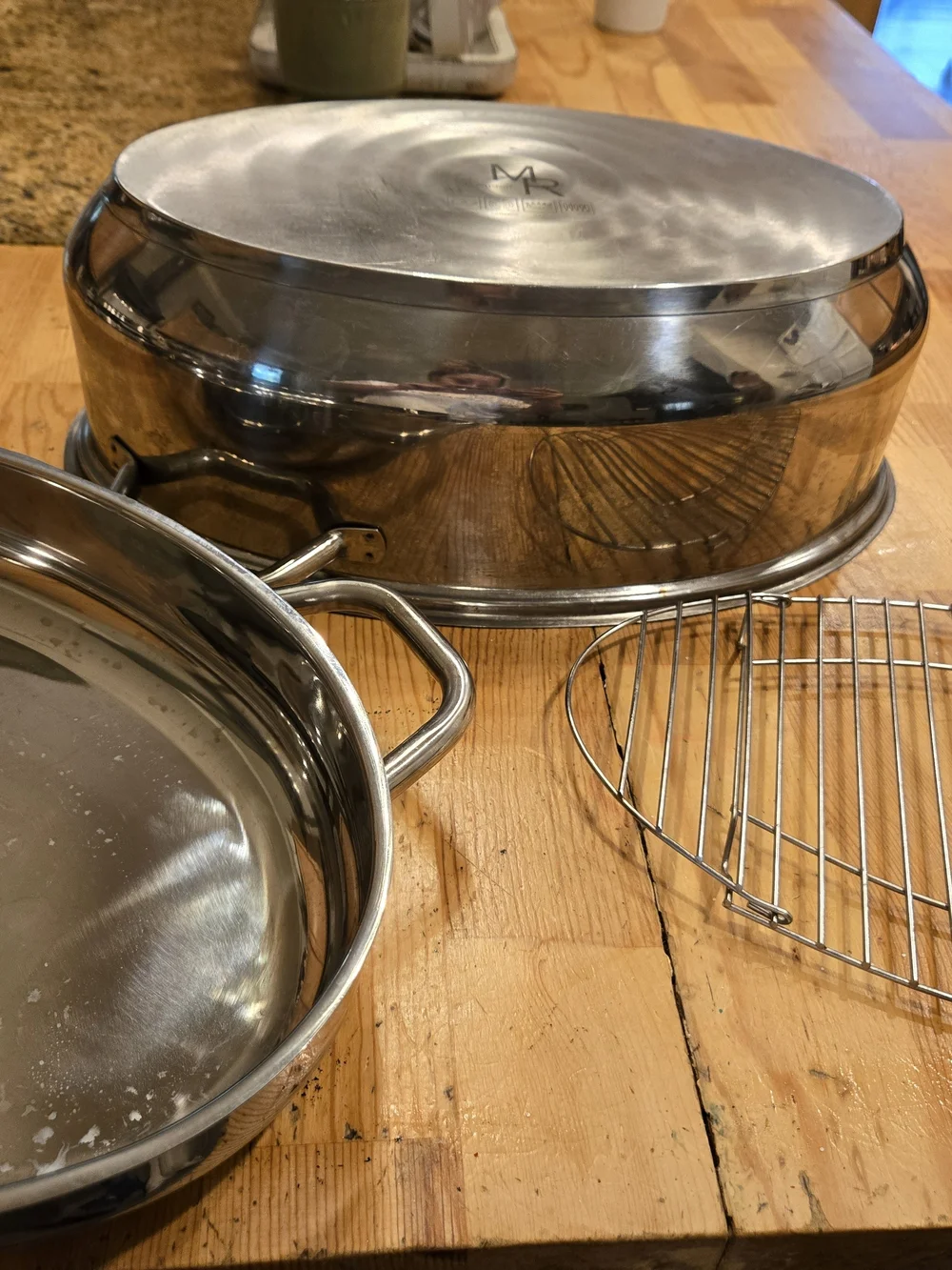 15 In. Mr. Rudolf Stainless Steel Roasting Pan W/ Rack, Lid, And Induction Safe